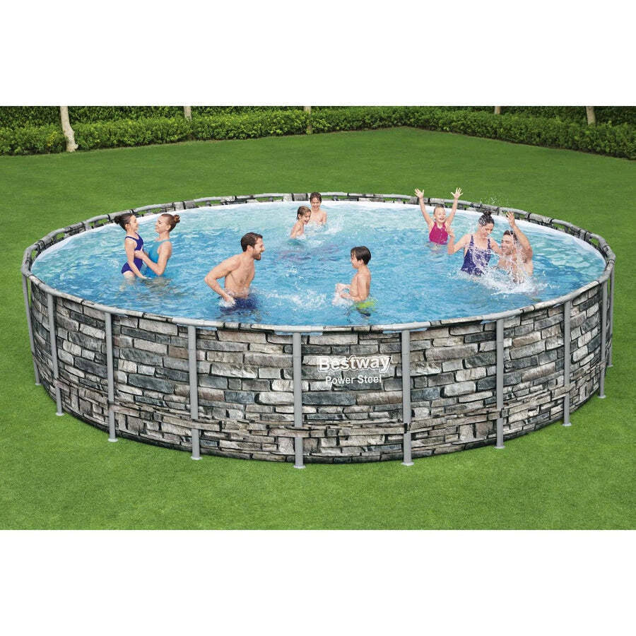 Piscina Bestway Redonda Piedra Filtro + Accesorios 6.71MX1.32M