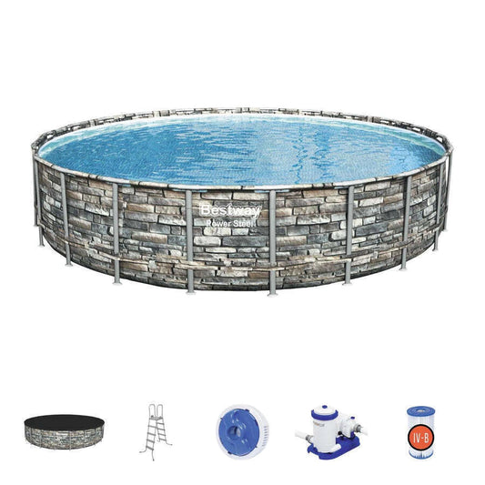 Piscina Bestway Redonda Piedra Filtro + Accesorios 6.71MX1.32M